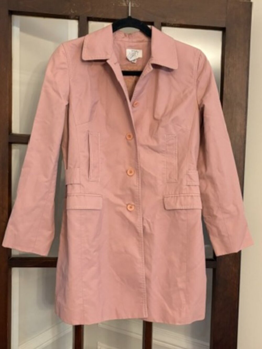 LOFT Vintage Pink Trench Coat, Size Small Petite